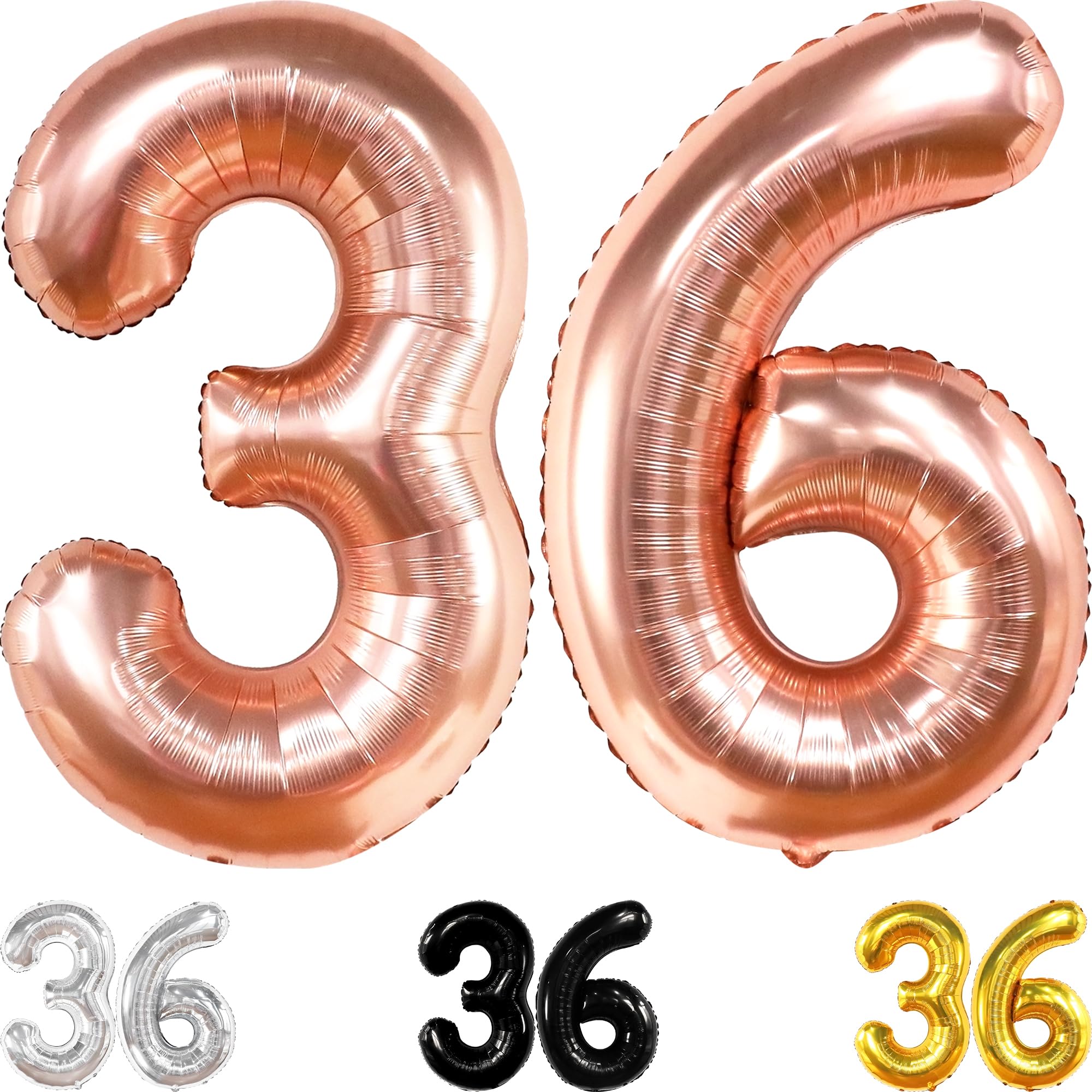 KatchOn, Rose Gold 36 Balloon Number - Giant, 40 Inch | Foil Rose Gold 36 Number Balloons, Happy 36th Birthday Decorations for Women | 36 Years Old