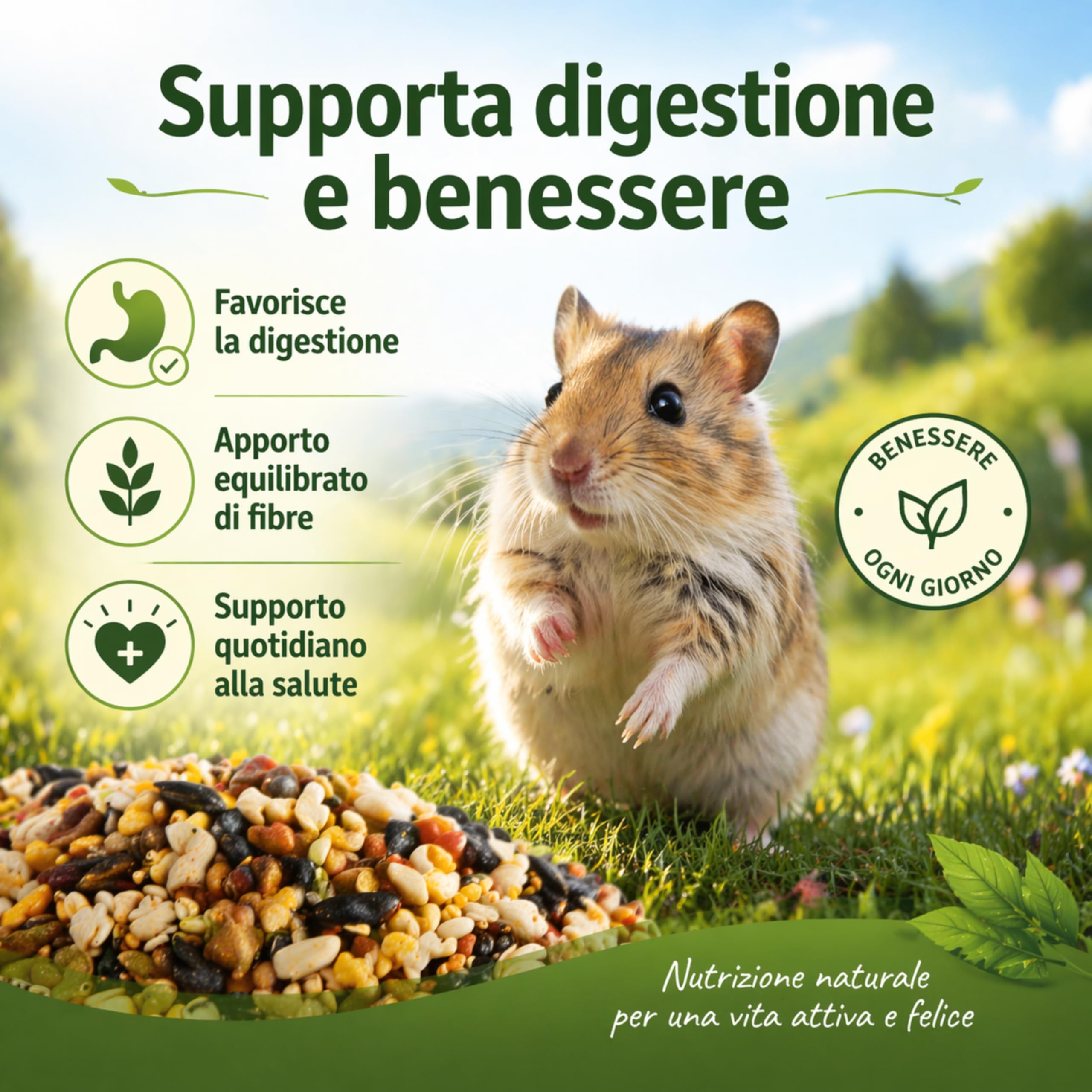 AGRI-CULTURA® | Mangime Completo Criceti, Porcellini d’India e Gerbilli 【700g】| Miscela di Semi Naturali Selezionati | Alimentazione Bilanciata Ricca di Fibre e Nutrienti | Made in Italy.
