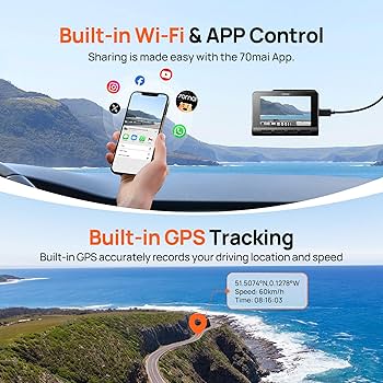 Amazon.com: 70mai 4K Dash Cam Front and Rear with STARVIS