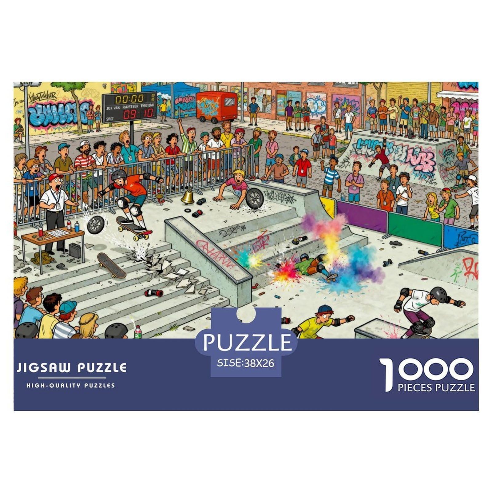 Street Skateboard Ollie Contest Wooden Jigsaw Puzzle Waterproof 1000 Piece Puzzles for Adults Challenging And Brainteasing Educational Games