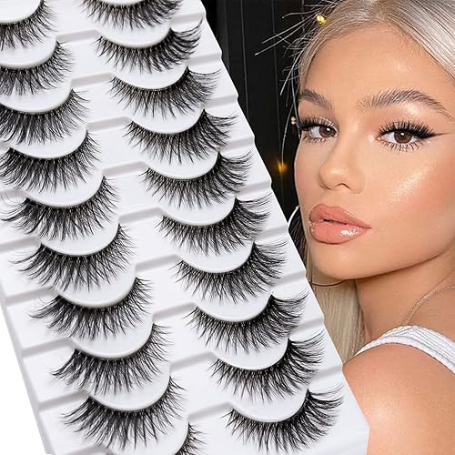 MilyBest - Pestañas de ojo de gato, pestañas postizas de visón, aspecto natural, 10 pares de tiras de pestañas postizas de rizo D, paquete de 10 disponible en Yaxa Colombia