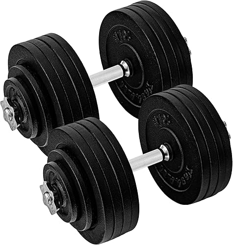 Miniatura 9 de Yes4All Old School Adjustable Dumbbell Set with Weight Plates, Star Lock Collars/Connector, 40lbs to 200lbs Adjustable Weight Plates Set A. Par de