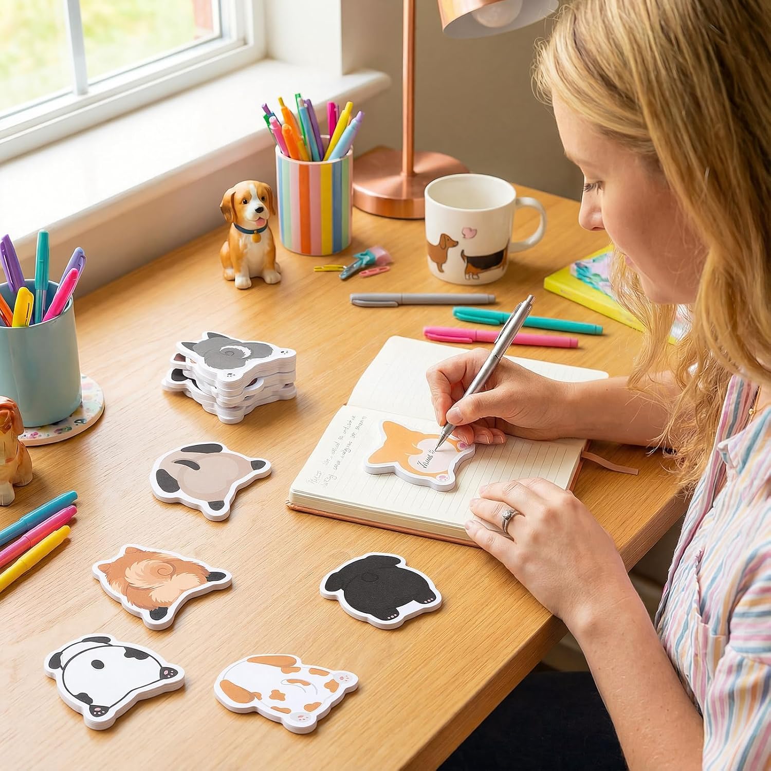 Yinder 24 Pads Cute Sticky Notes Fun Kawaii Animal Sticky Notes Pads Bulk Cartoon Memo Self Adhesive Gift for Valentines Veterinary Office School Tab Party Supplies(Cute Dog) - Image 6