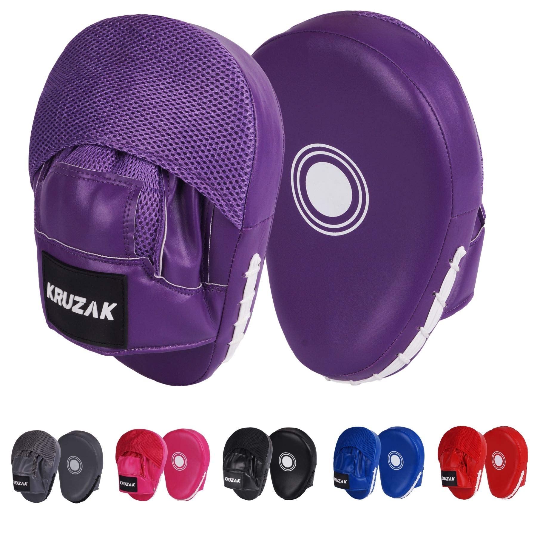Kruzak Plain Punching Focus Mitts, Curved Hook and Jab Mitts for Muay Thai, MMA Training, Focus Pads for Boxing, Martial Arts, and Punching Target