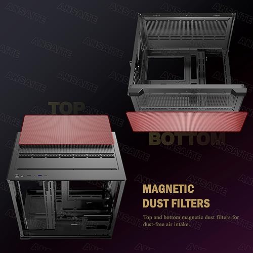 Miniatura 12 de PC CASE ATX 9 PWM ARGB Ventiladores preinstalados, funda de PC para juegos de media torre, carcasa panorámica de vidrio templado para computadora