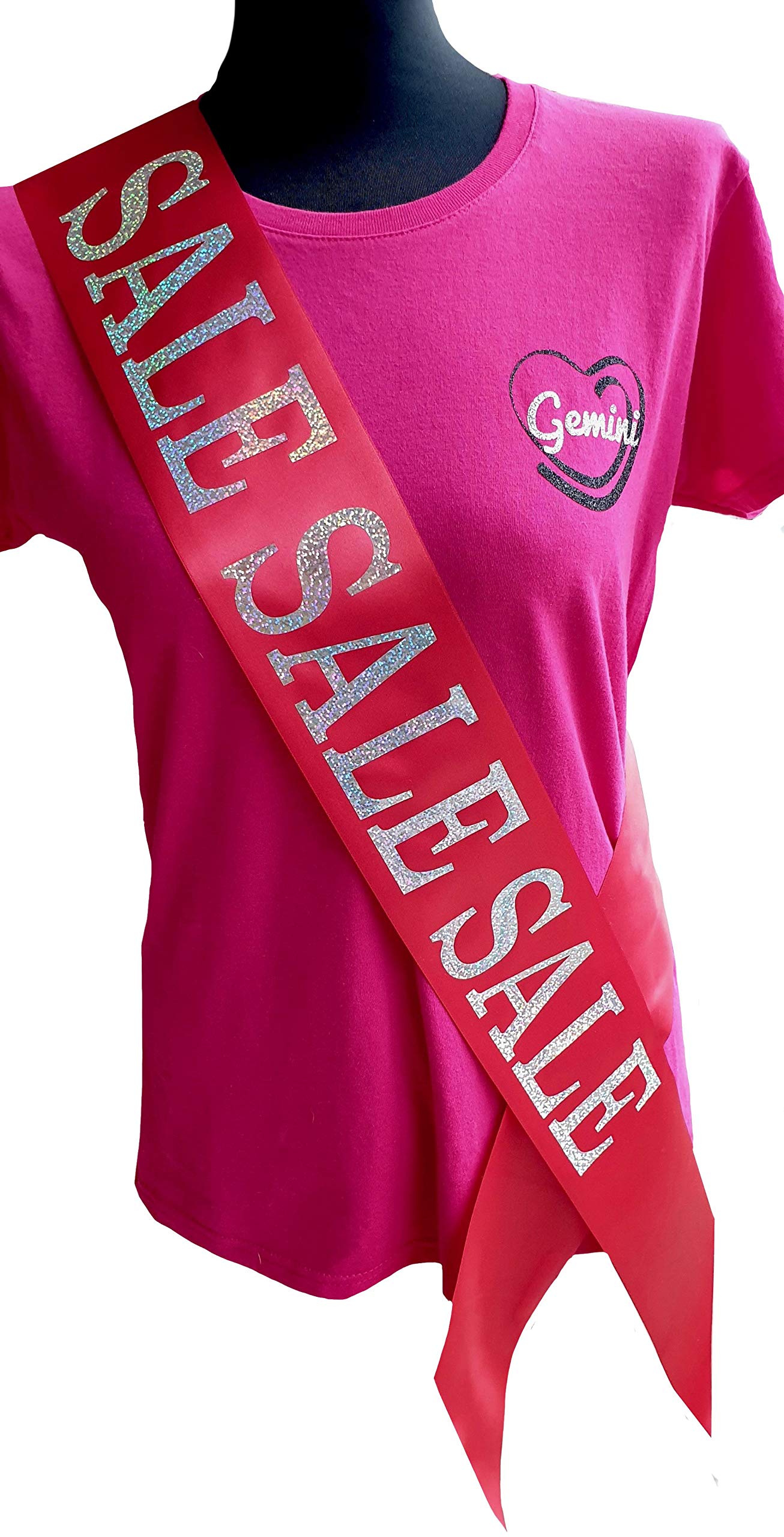 Gemini Ribbons - Red Sale Sash - Promotional Display Mannequin Label Tag Poster Window