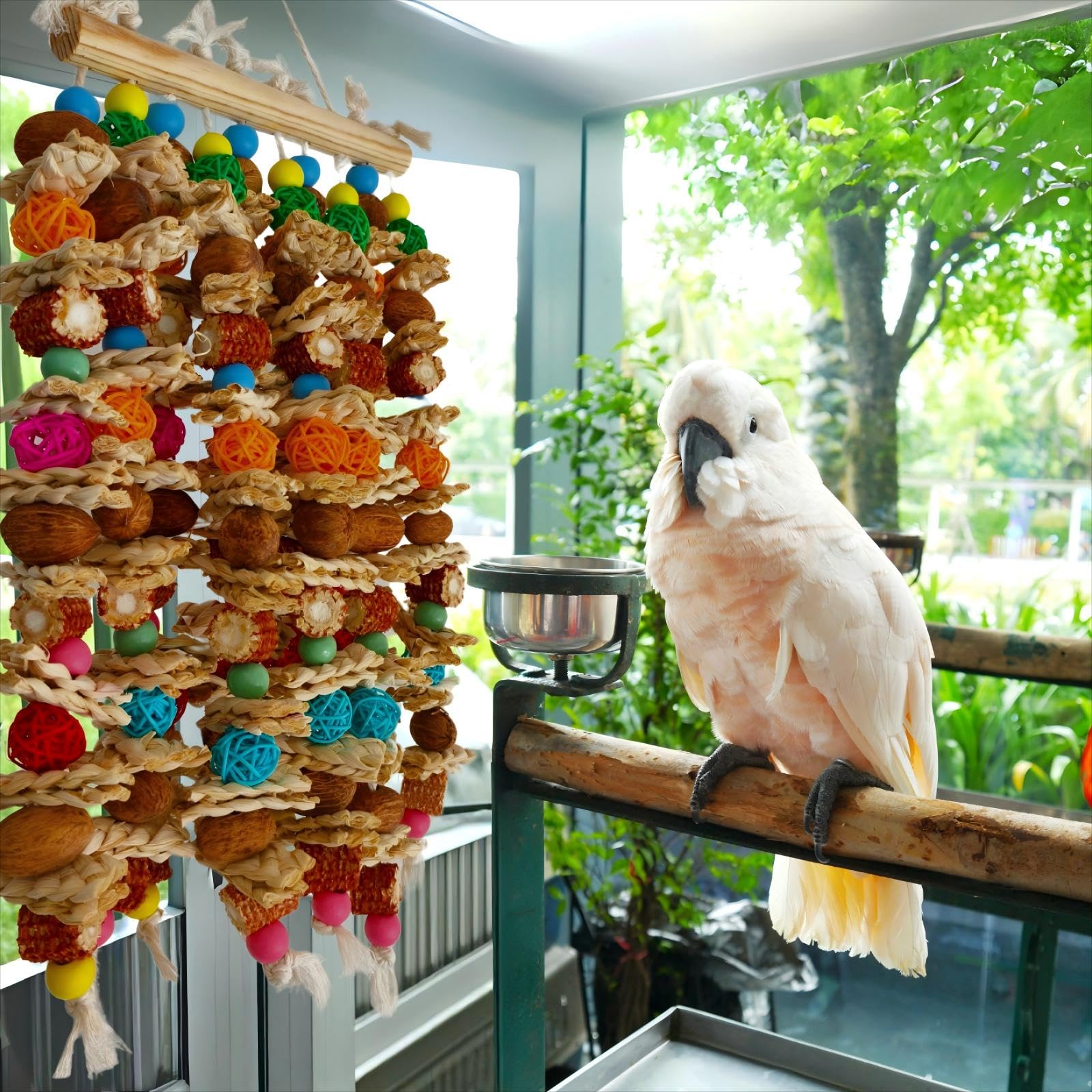 Large Bird Parrot Toys,Multicolored Natural Macaws Toy Bird Chewing Toy for Cokatoos African Grey and Large Medium Birds - image 6