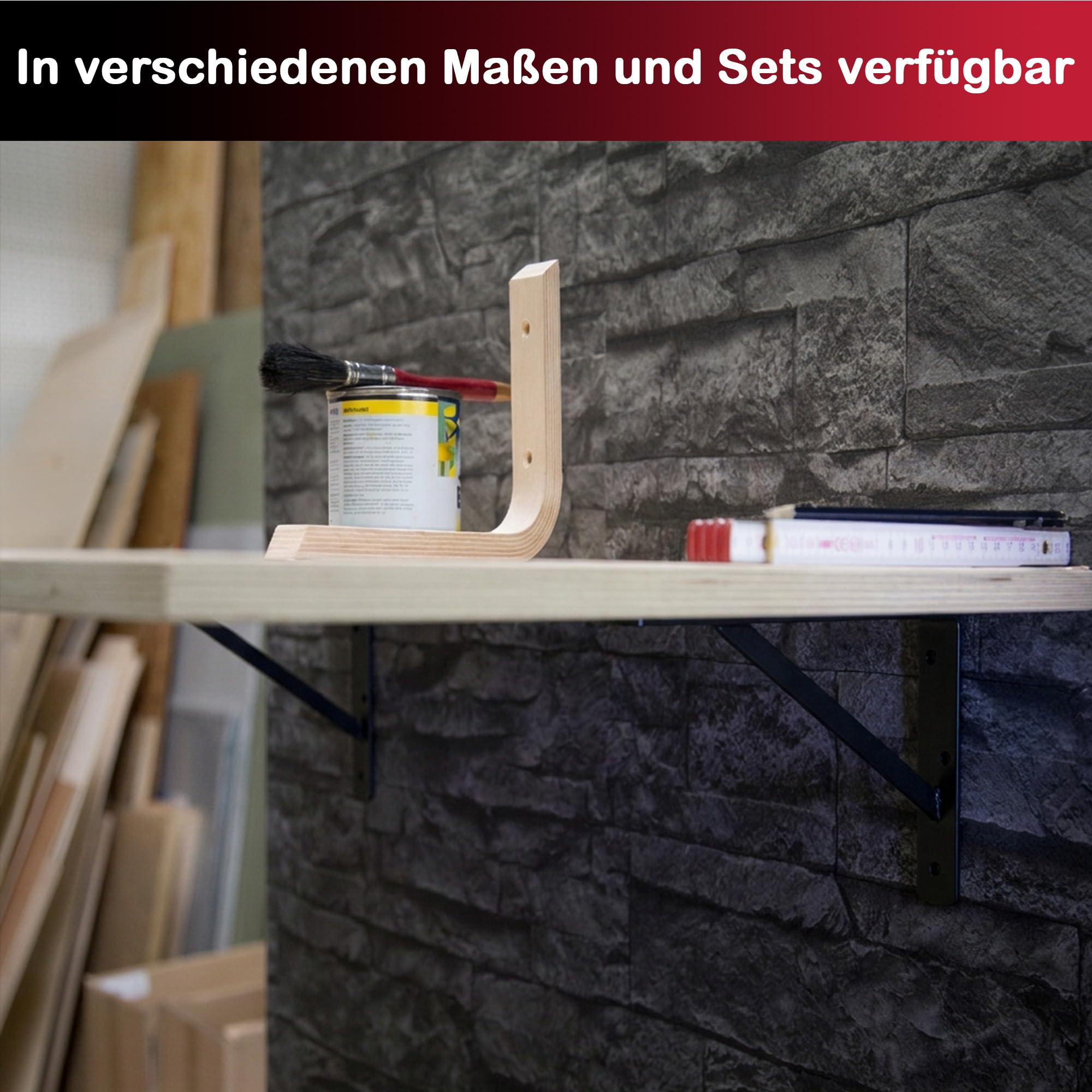 siwitec Regalhalterung Stegkonsole 150kg Traglast schwarz 300x200x30mm 10er