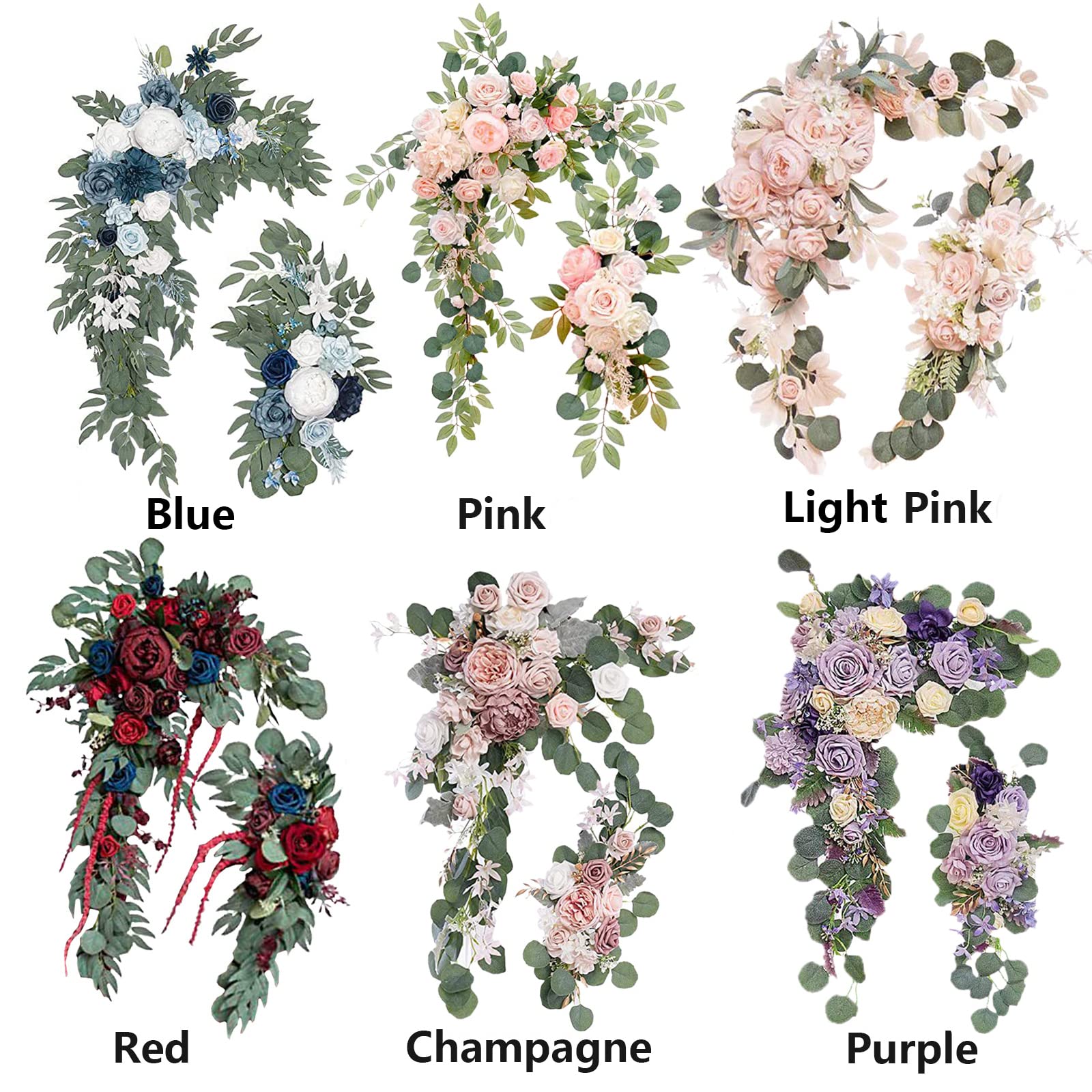 Hochzeitsbogen-Blumen-Set, 2 Stück, Künstliche Rosenblüten, Hochzeitsblumen, Blumenarrangement, Girlande für Hochzeitsfeier, Willkommenszeremonie, Schild und Empfangshintergrund,(Sekt)