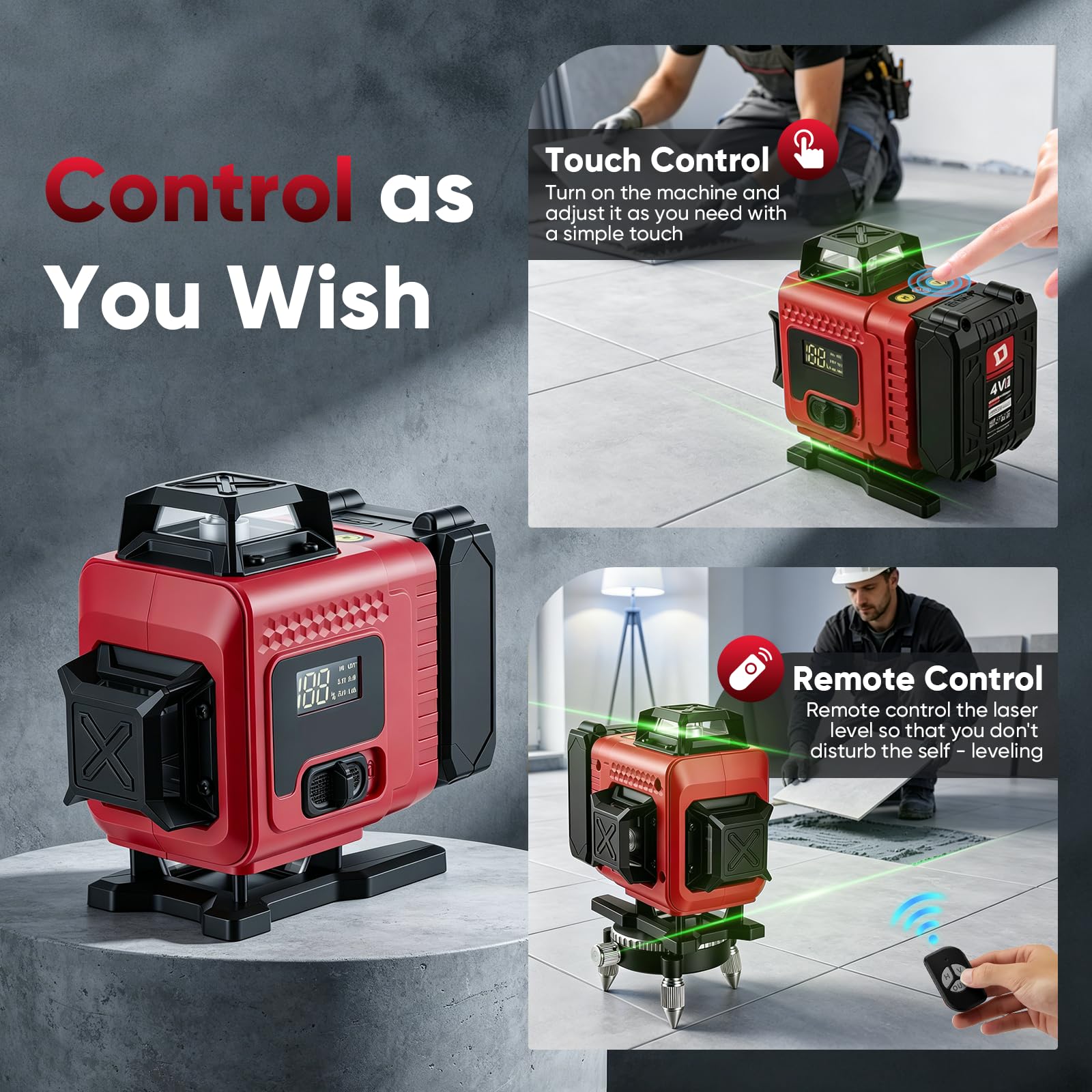 Laser Autolivellante 16 Linee 4D con Treppiede, Livella Laser Verde 4 x 360 ° con Batteria 6000mAh, Telecomando, per Piastrelle, Muri, Pavimenti, Cantieri, Interni
