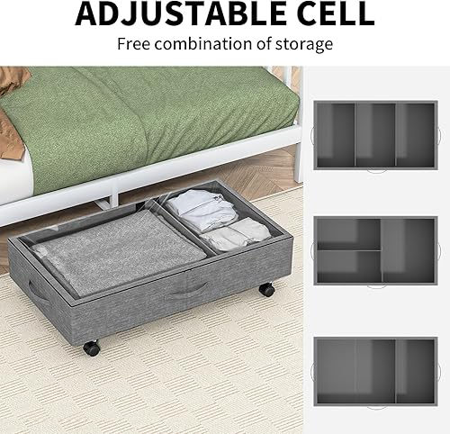 Miniatura 3 de Aokeyee Almacenamiento debajo de la cama con ruedas  Contenedores de almacenamiento rodantes debajo de la cama con tapas transparentes para zapatos,