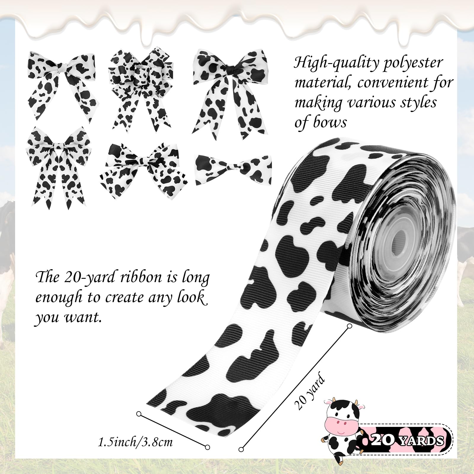 Cow Ribbon Ramo Snapklik.com : Cow Print Ribbon 1.5 Inch 20 Yards Grosgrain Christmas ...
