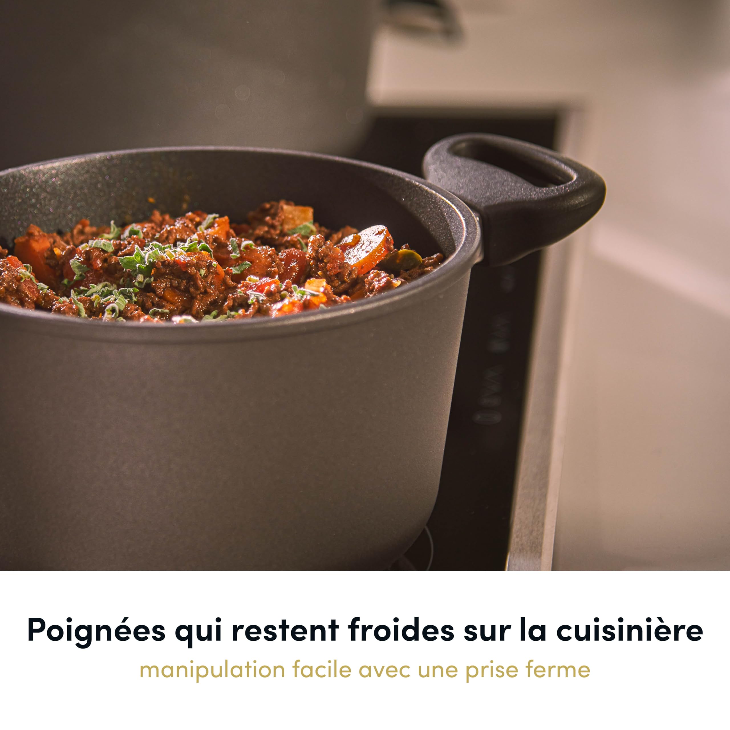 Hoffmann Faitout à Induction Fabriqué en Allemagne 28cm 8 Litres I 16cm Hauteur I Marmite Légumes Revêtement Antiadhésif I Grande Casserole I Aluminium Coulé I Couvercle Verre Induction