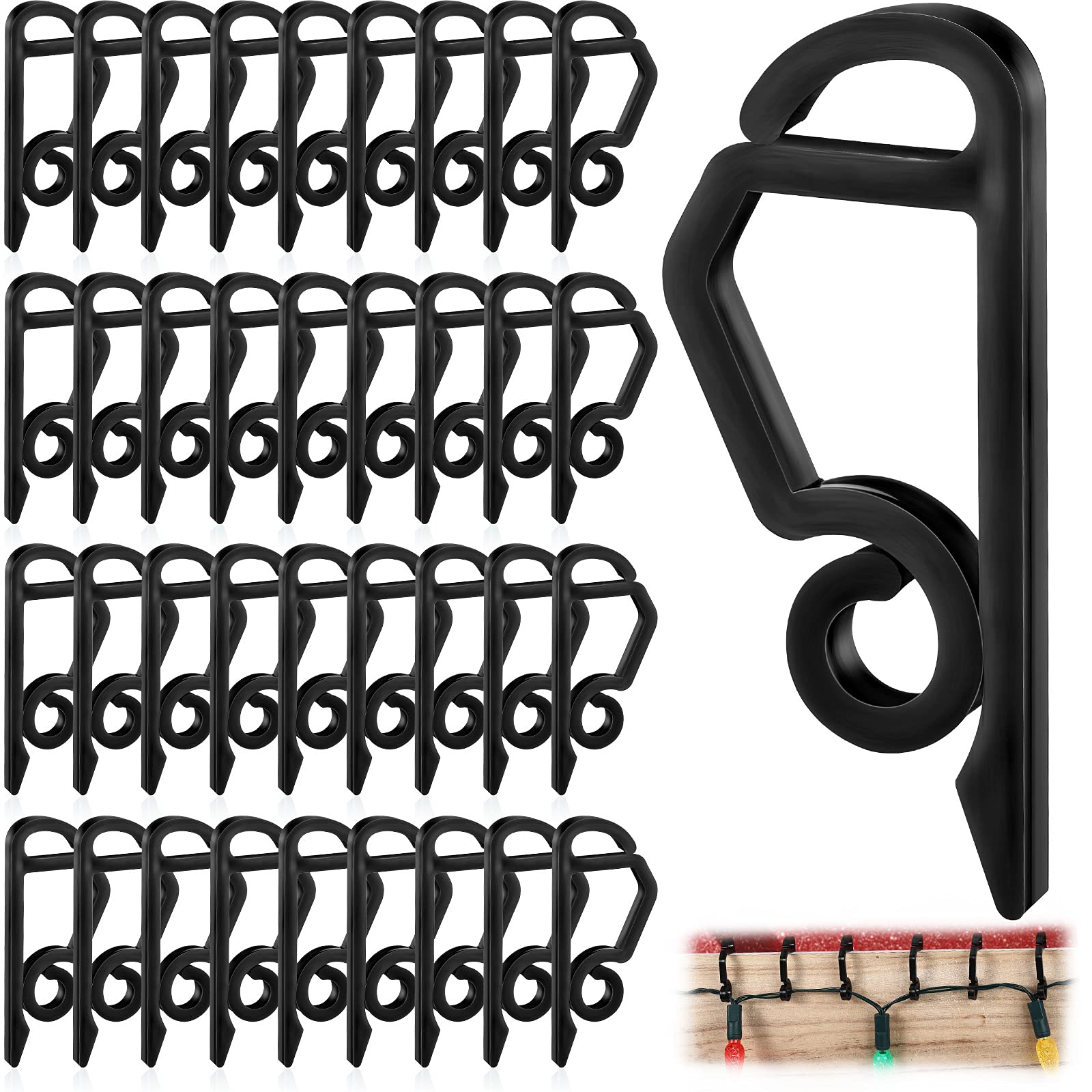 Amazon.com: Christmas Light Clip Outdoor Holiday Gutter Hook Plastic  Weatherproof Gutter Clip Xmas Light Hanger Light Hook Gutter Light Hanging  Hook for Christmas Light Decor String Light (Black,100 Pieces) : Home &