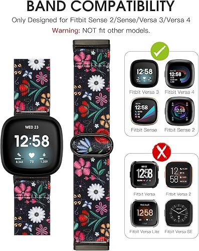 Miniatura 8 de TOYOUTHS Compatible con Fitbit SenseSense 2 BandVersa 3Versa 4 Bandas para mujeres y hombres, correa elástica ajustable de tela de nailon para