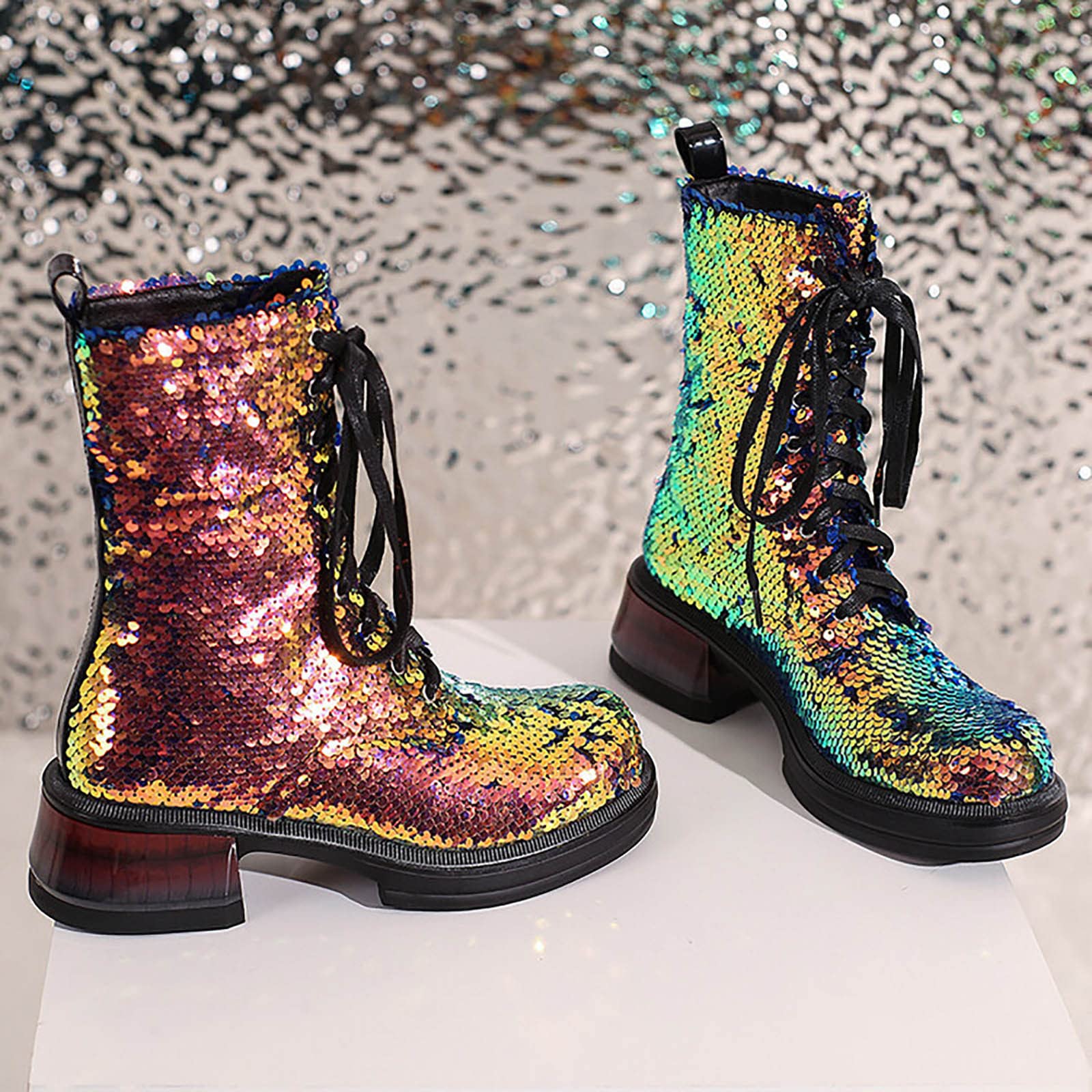 HOOUDO Stivali Donna Invernali,Stivali Moto Comode Stivaletti di Pelle Western Scarpe con Suola Antiscivolo Date Scarpe