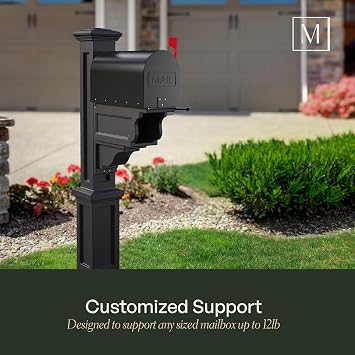 Mayne Dover Decorative Mailbox Post with Newspaper Holder, White | For post-mount mailboxes, Weather & fade resistant, All season,