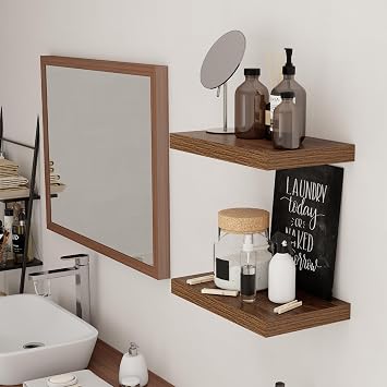 Feihorrm Floating Shelves for Wall, 40cm Wooden Wall Shelves 23.5cm Deep