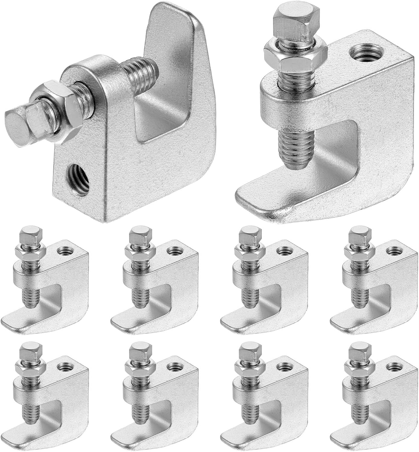 10PCS Top Beam Clamps, UNC 3/8" Iron Safety Rod Beam Clamp, 3/4" Jaw Opening, Beams Wall Ceiling Mount Vertical Piping Support-Clamp for Copper, PVC Tubing