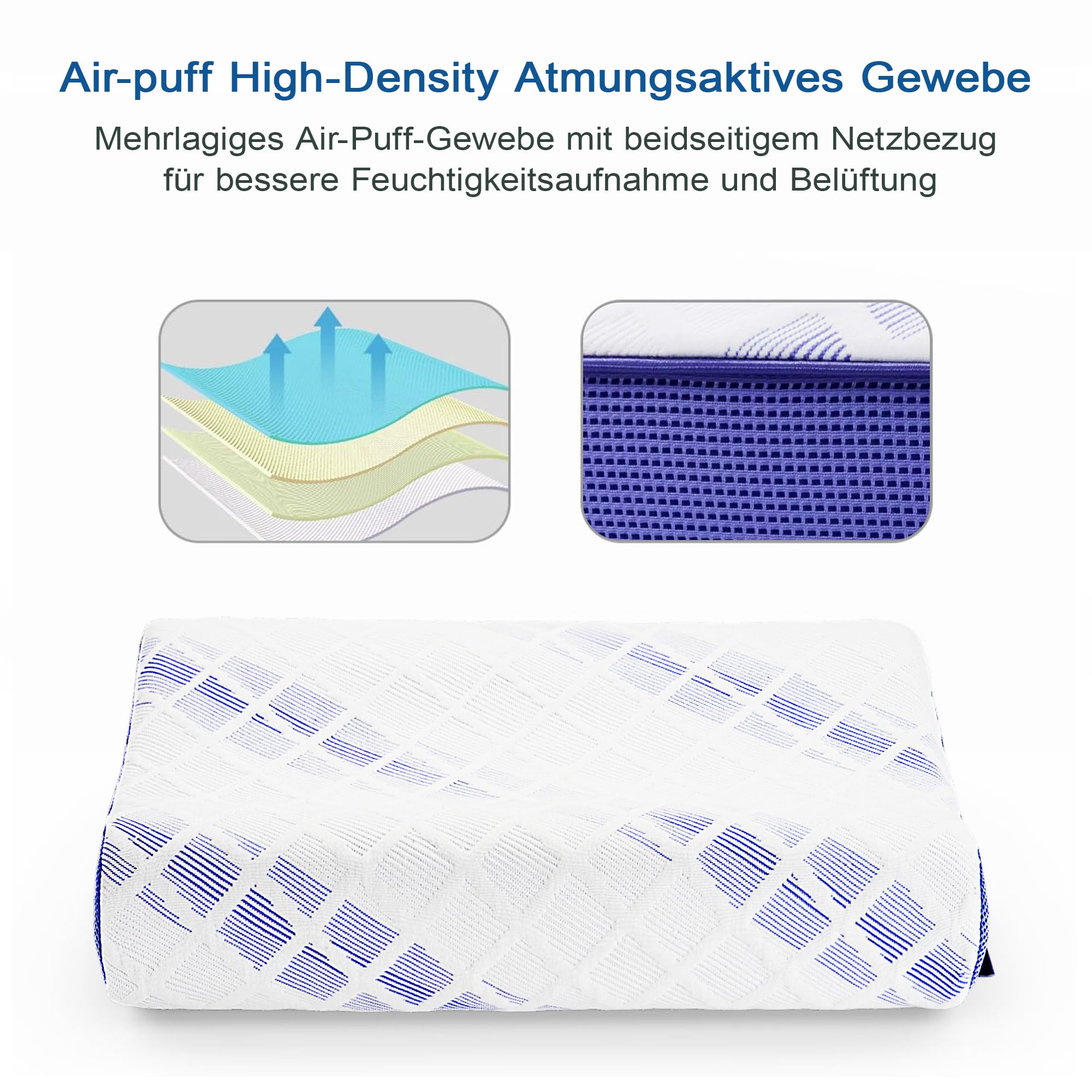 LAMB Memory Foam Nackenstützkissen Höheneinstellbar Ergonomisches Seitenschläferkissen Antischnarchkissen