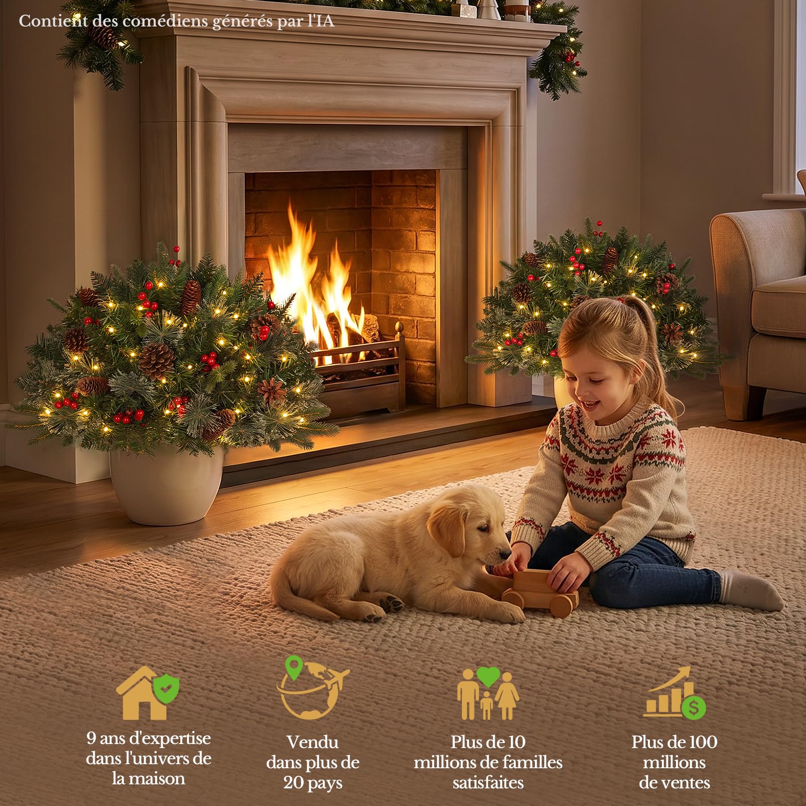 Hokeeper Sapin de Noël de 45 cm avec éclairage LED