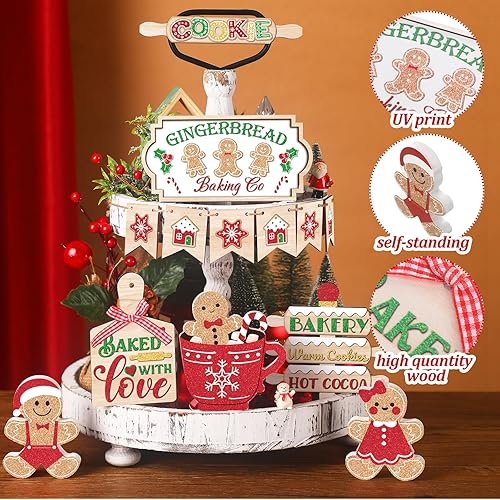 Miniatura 10 de Decoración de bandeja escalonada de Navidad, mesa de invierno, letrero de madera, decoración de mesa de Navidad, letrero de café, muñeco de nieve,