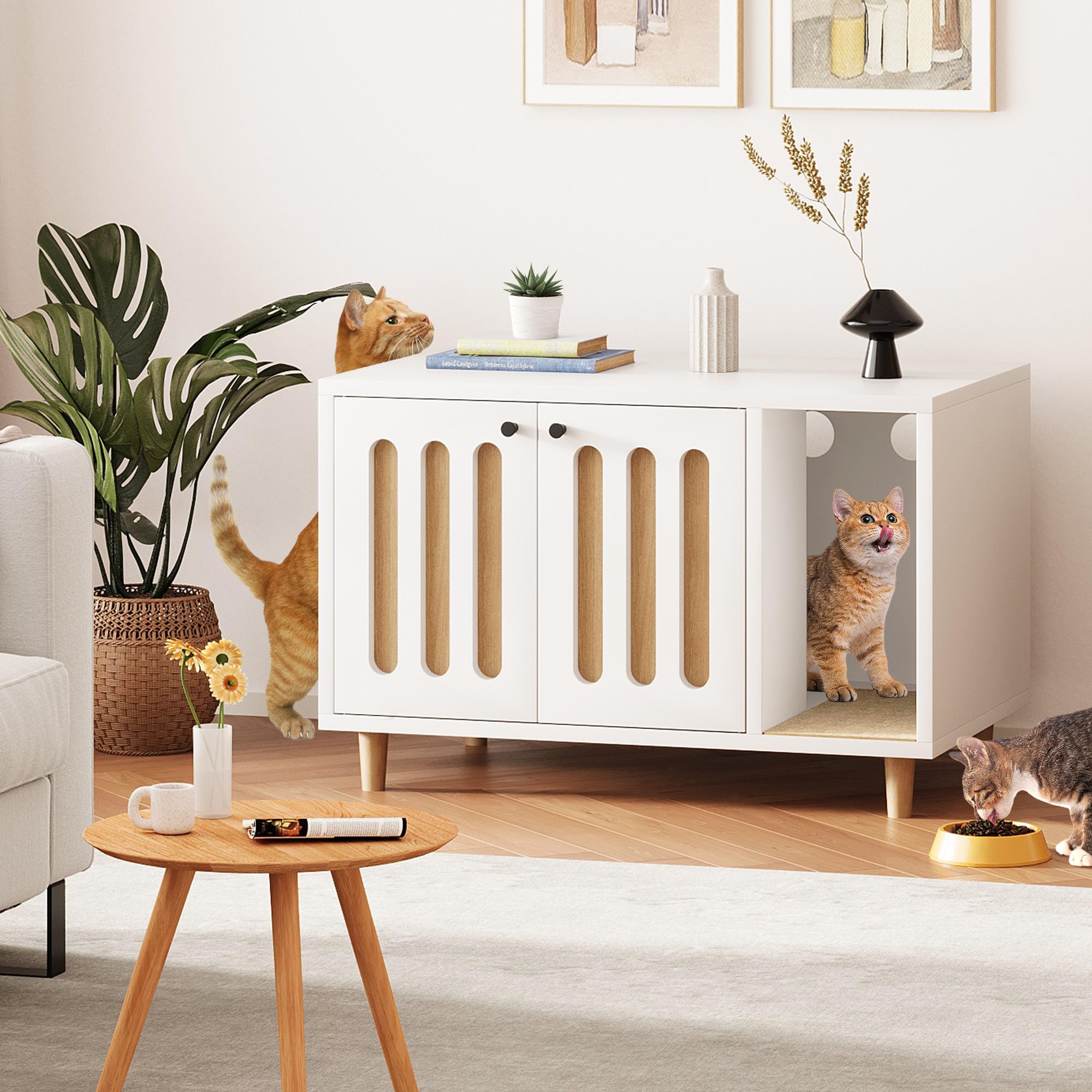 Litter Box Furniture YU YUSING Corner Litter Box Enclosure, Cat