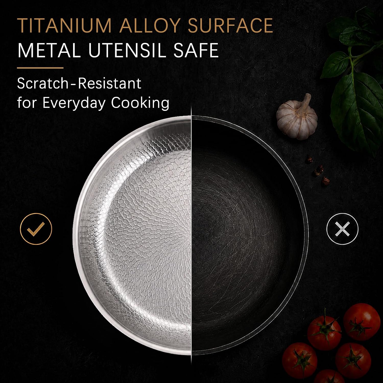 10-Inch No-Coating Titanium Alloy Frying Pan with Lid