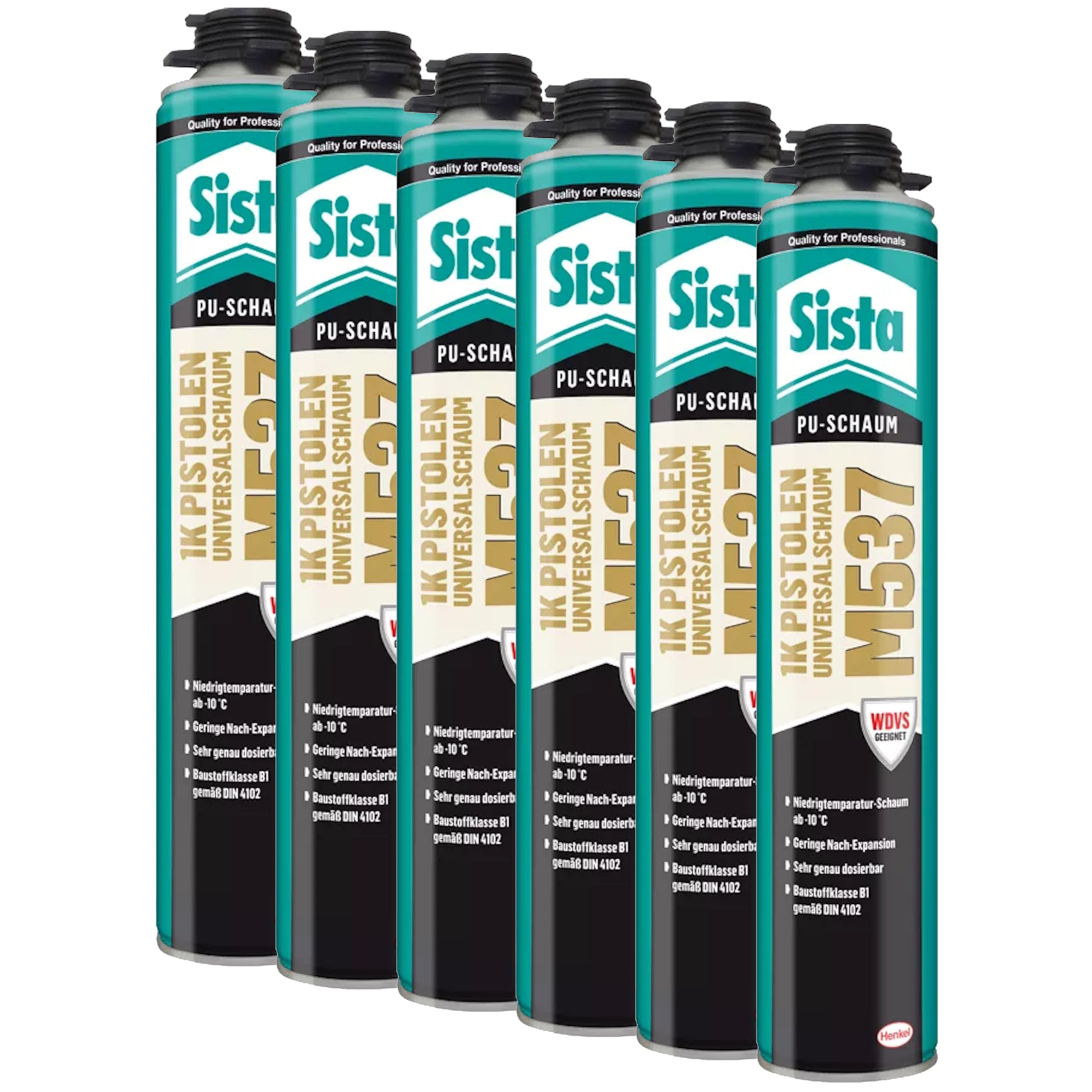 Sista M537 1K-Pistolen Universalschaum zur Montage von Fenstern und zum Einsatz im WDVS, 6x 750ml