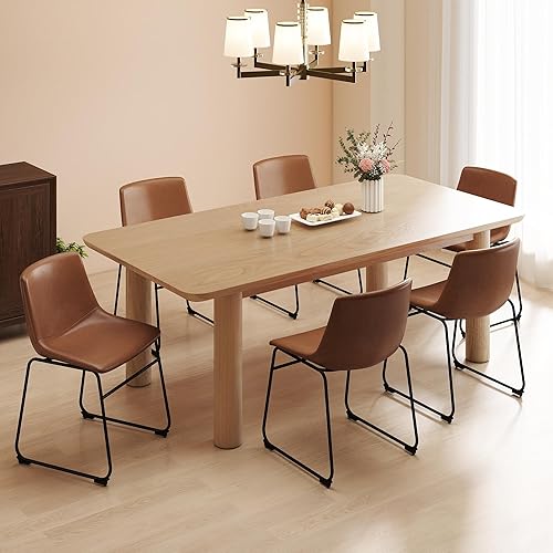 Miniatura 7 de LSSBOUGHT Juego de 4 sillas de comedor, sillas de comedor modernas de mediados de siglo, sillas de cocina, sillas de comedor tapizadas de piel