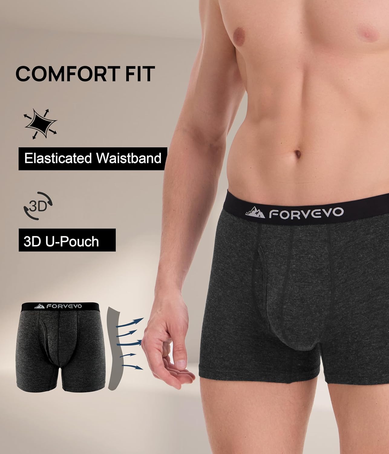 2 Pack Mens Merino Wool Boxer Briefs, Breathable Wool Underwear for Men, Comfortable Moisture Wicking Boxers Shorts - Image 5