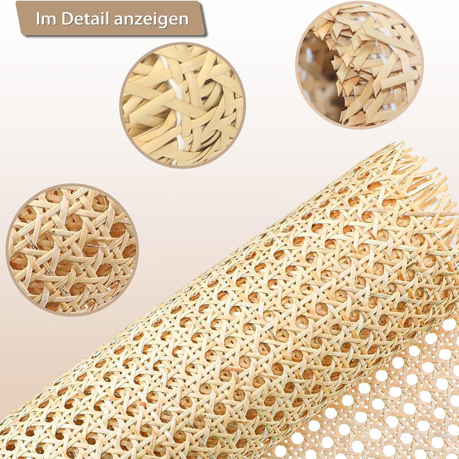 Wiener Geflecht, Rattan Gurtband 50 x 300cm Schimmelfest, PE Wabengeflecht Stuhlflechtrohr, Wasserdicht Handgemachtes Rattan Kunsthandwerk Möbeldekoration für Möbel, Stühle, Schränke