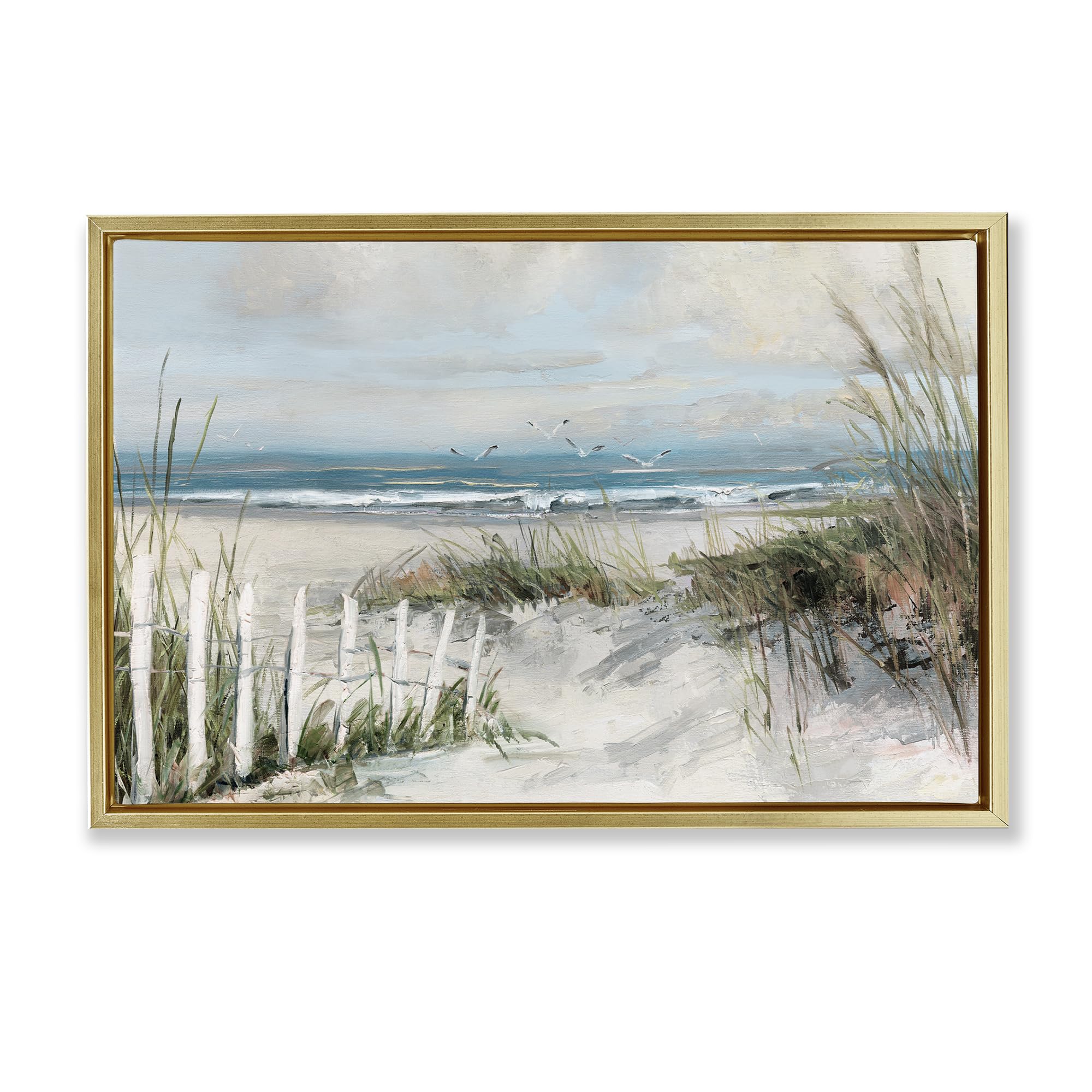 Coastal Dunes Weathered Fence, 16 x 24 Inch Canvas in Floater Frame