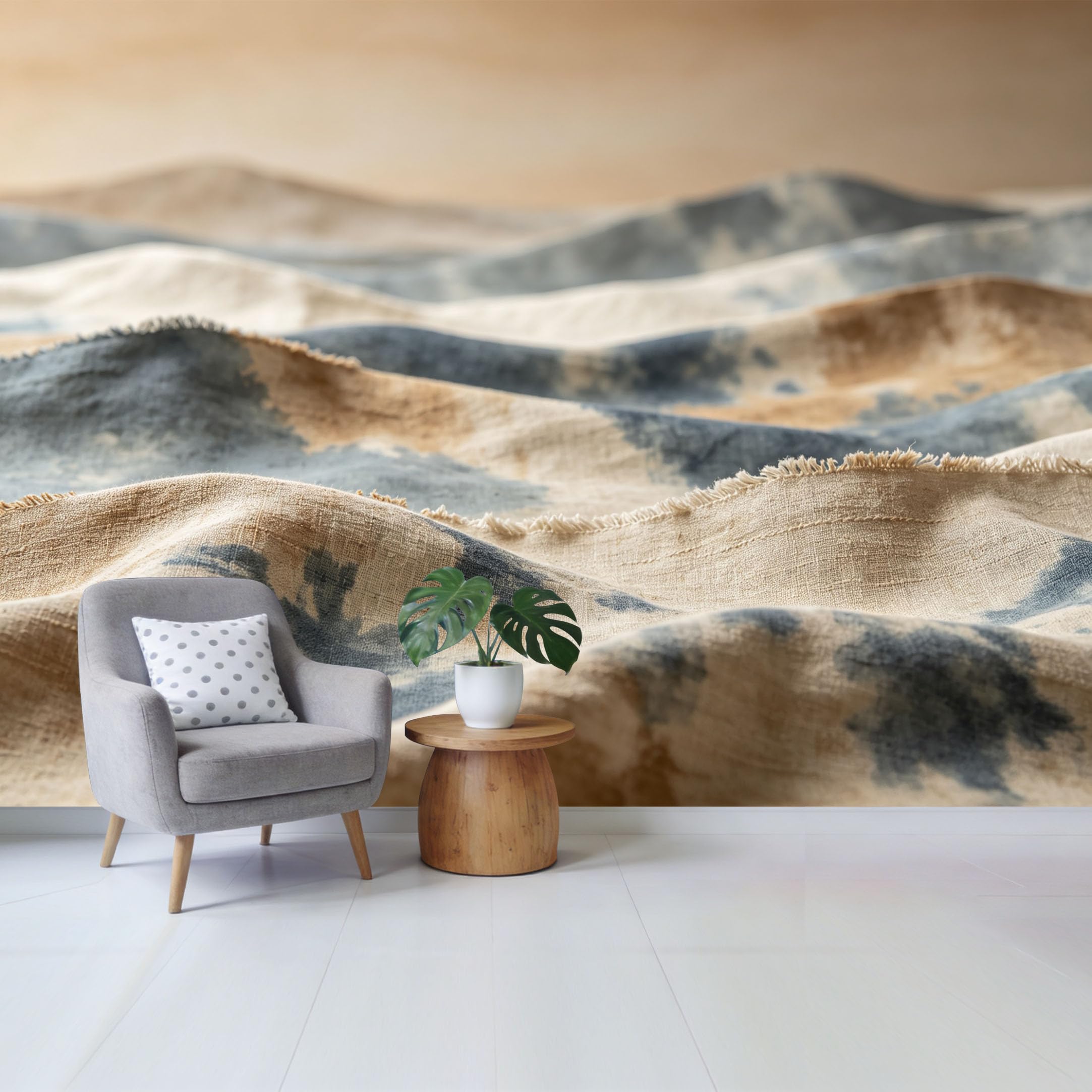Qzlithotic Yq2605251148 Custom Size Wall Mural Abstract Blue Tiedye Watercolor Textured Fabric Selfadhesive Wall Fabric Removable Wallpaper For Home Office Decor