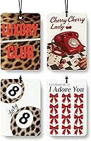 Vista 17 de Ambientador de coche con estampado retro de guepardo, 4 piezas, estampado de leopardo, 8 bolas de la suerte, ambientador colgante para el hogar