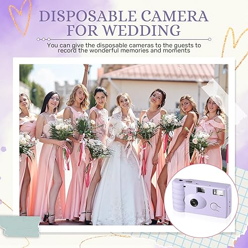 Miniatura 7 de Treela Paquete de 6 cámaras desechables para boda, despedida de soltera, de un solo uso, cámara flash de 1.38 pulgadas (1.378 in), cámara para