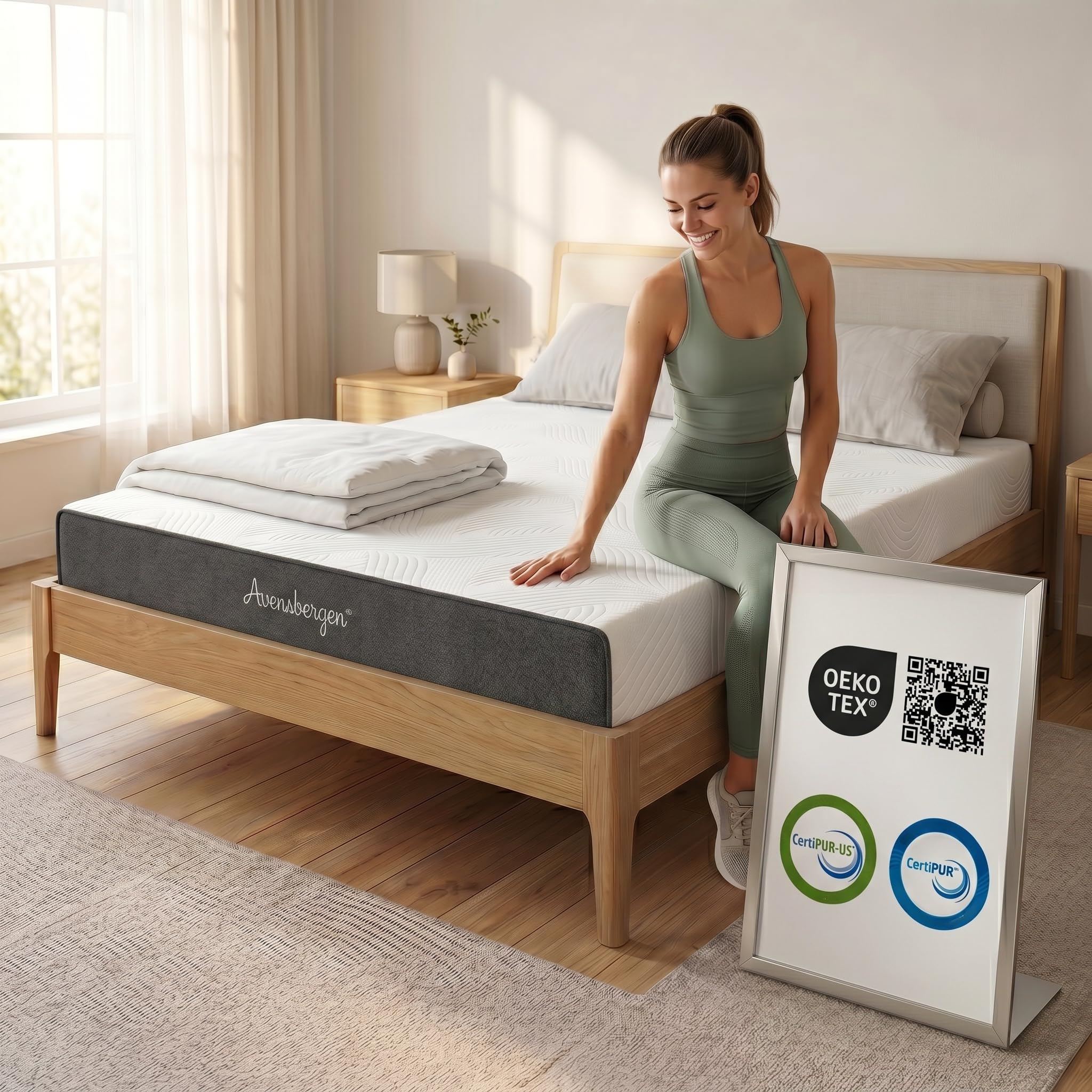 Arensberger Anna Schaumstoff Matratze 160x200 cm – 13 cm NANOCELL Gel-Schaum, H3, abnehmbarer Bezug