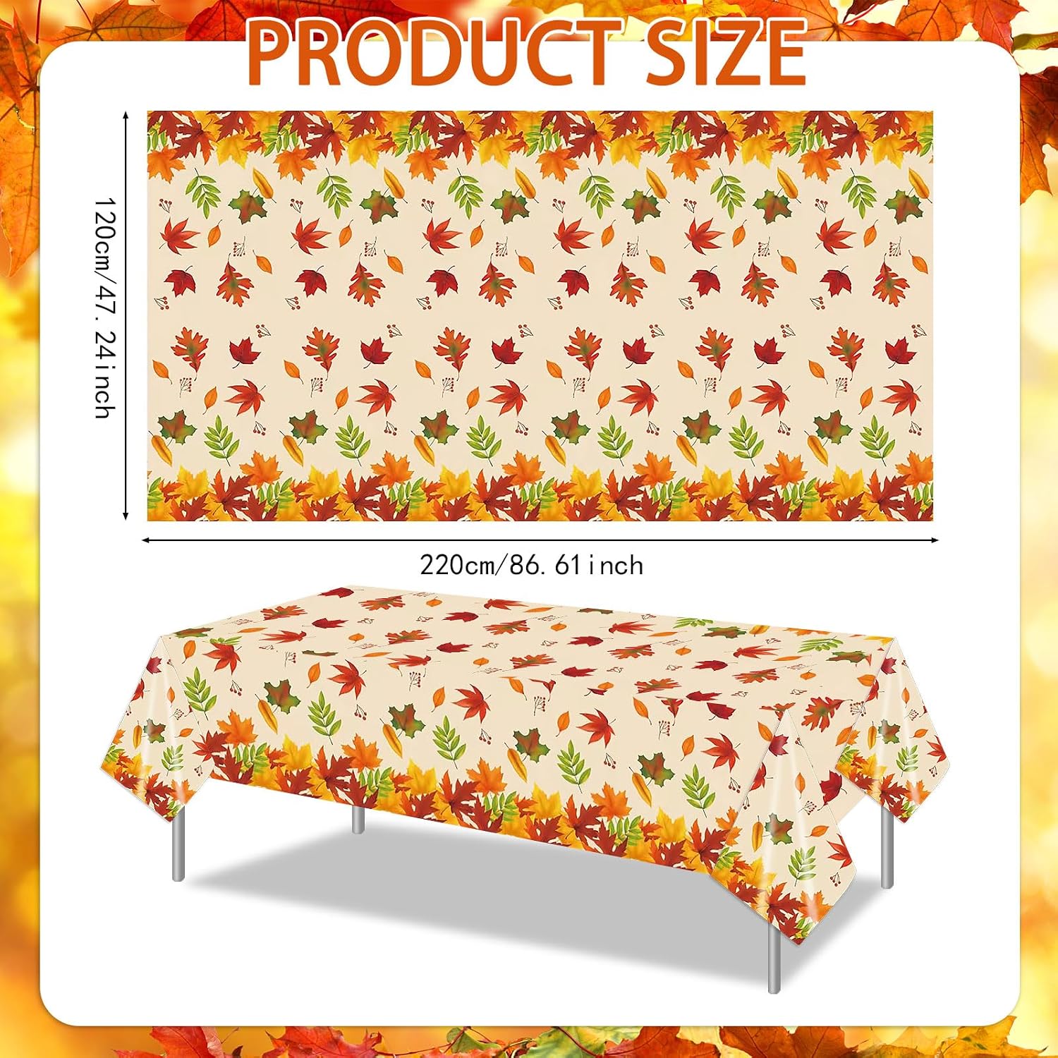 HOWAF 3pcs Fall Maple Leaf Tablecloth for Thanksgiving Party Table Decorations, Autumn Leaves Table Cover for Happy Fall Y’All Party, Give Thanks Plastic Table Cloths for Harvest Turkey Day Supplies