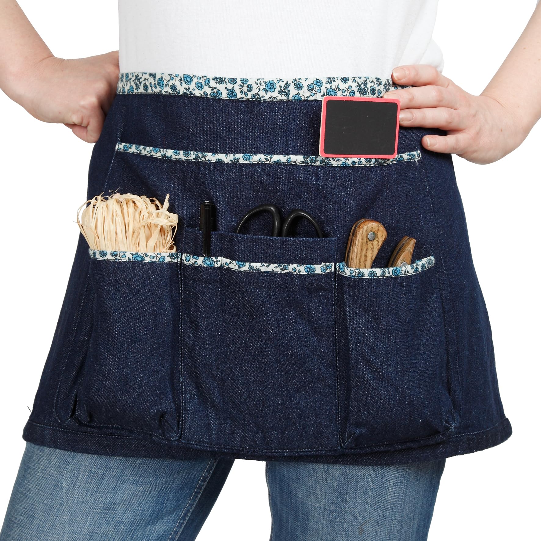 La Cordeline Tablier Court Multipoches Jardinage & Bricolage - Coton épais Résistant - Taille Réglable Mixte - Bleu Jean Liberty