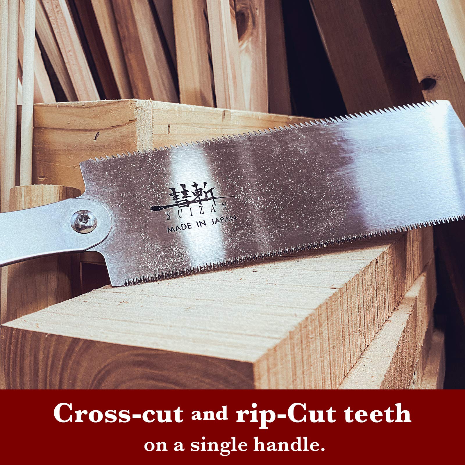 SUIZAN Japanese Pull Saw Hand Saw 9.5 Inch Ryoba Double Edge Flush Cut