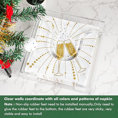 Miniatura 3 de Servilletero de acrílico transparente para almuerzo, dispensador cuadrado de bebidas de cóctel, servilletero, bandeja de servilletas de acrílico