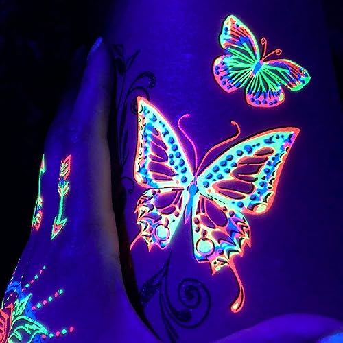 Blacklight Glow Party Tatuaje temporal - 1 hoja -Buttt...