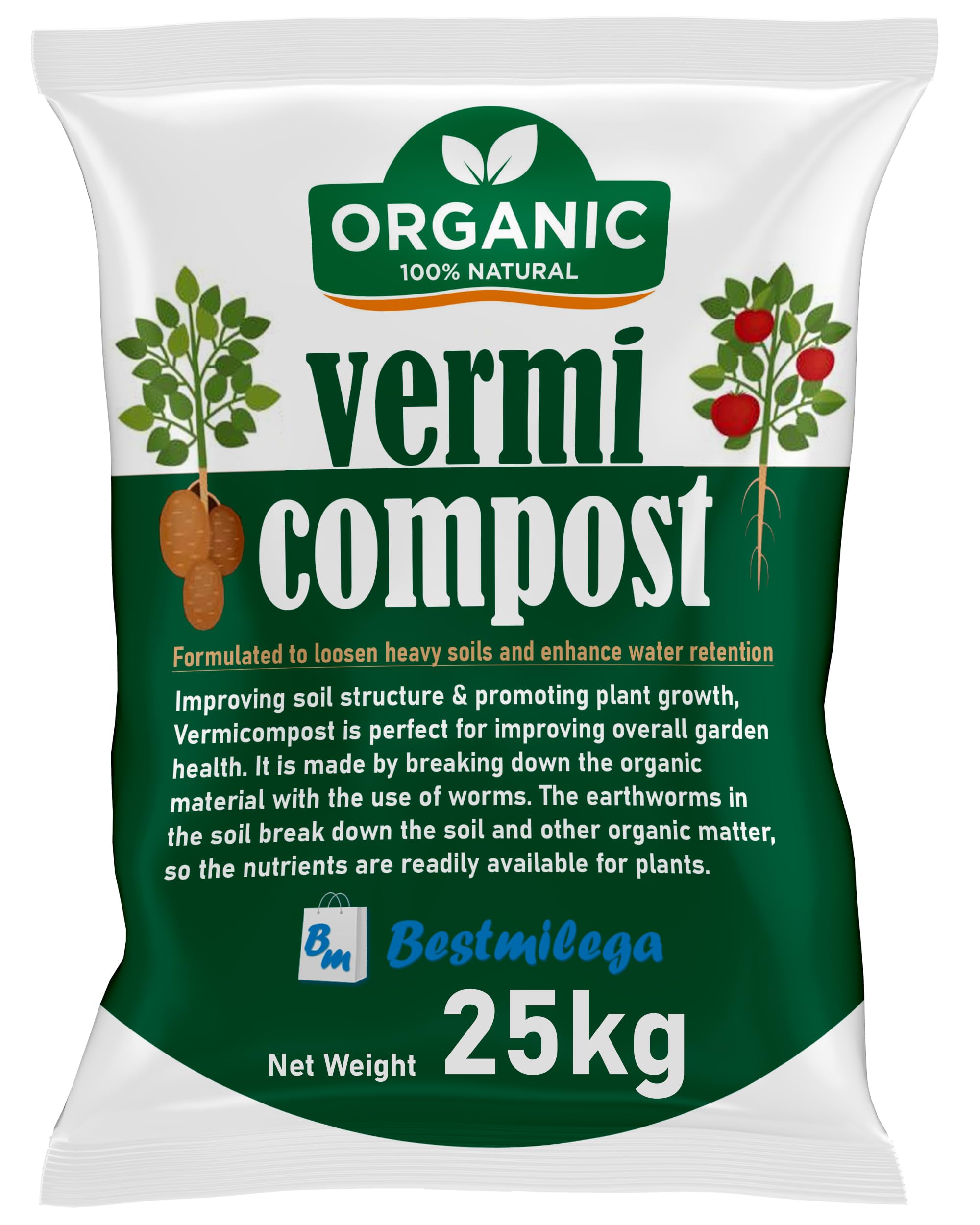 BEST MILEGA Vermicompost for Plants 25kg | Khaad for Gardening Home | Organic Fertilizer | Compost for Plants Home Garden 25kg (B0D9H516NH) Amazon Price History, Amazon Price Tracker
