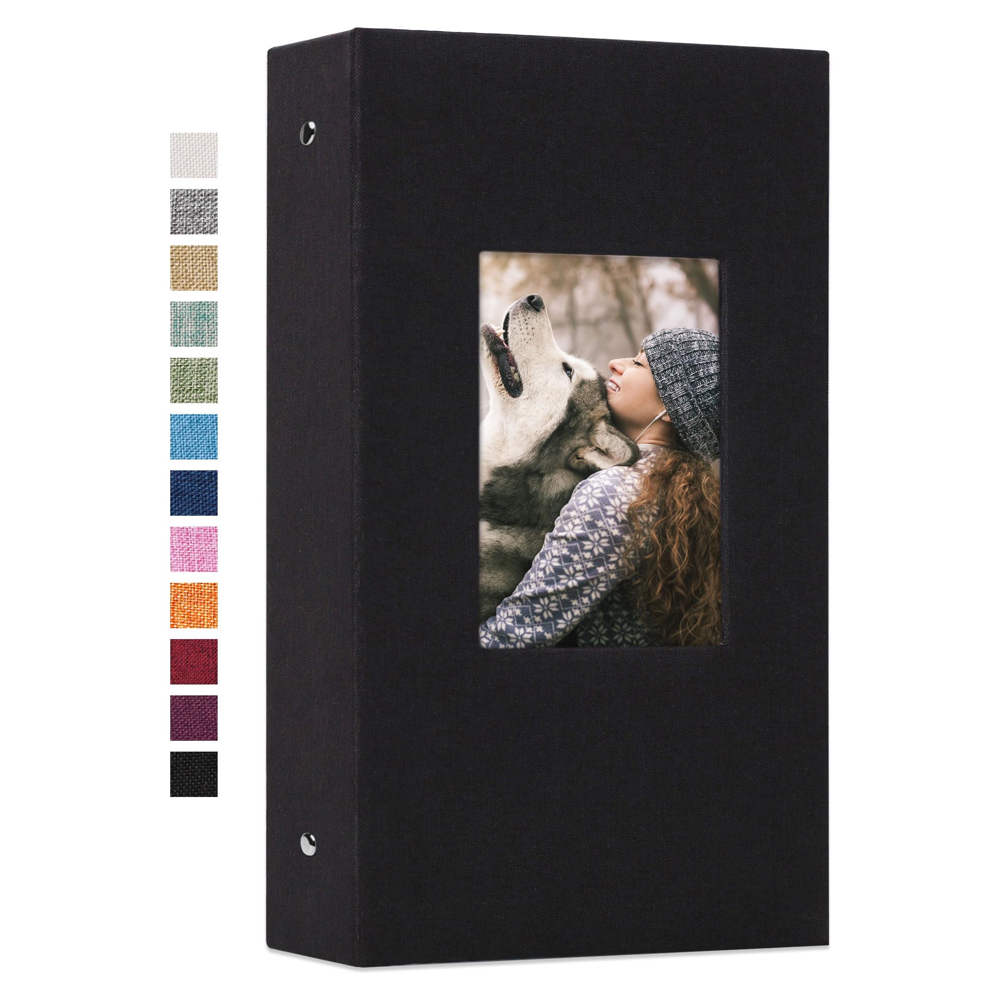 Vienrose Linen Photo Album 300 Pockets for 4x6 Photos Fabric Cover Photo Books Slip-in Picture Albums Wedding Baby Black