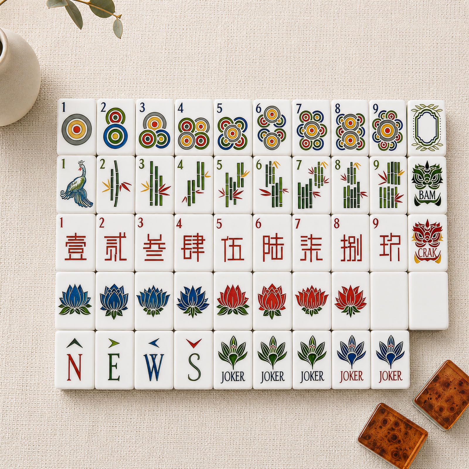 American Mahjong Set 160 Pcs, 4-Layer Acrylic Mahjong Tiles
