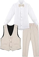 Vista 5 de Lilax Traje formal para niños de 4 piezas, chaleco, pantalones y corbata