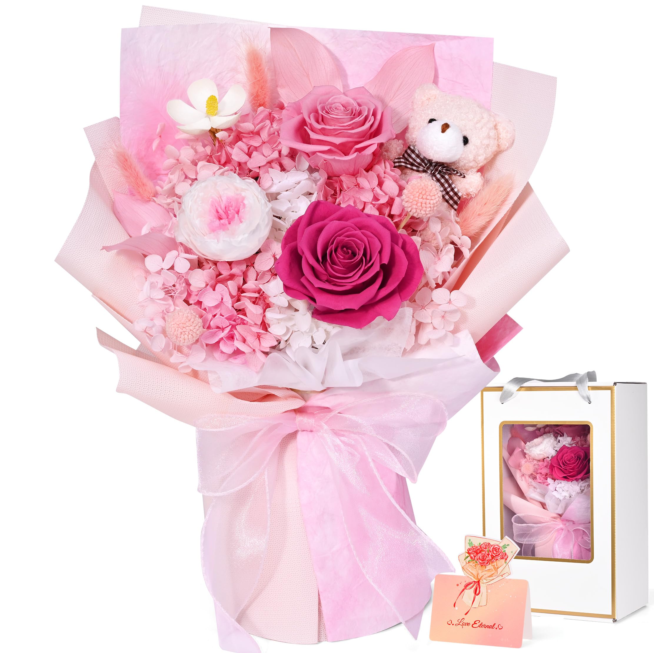 Waipfaru Preserved Flowers with Bear