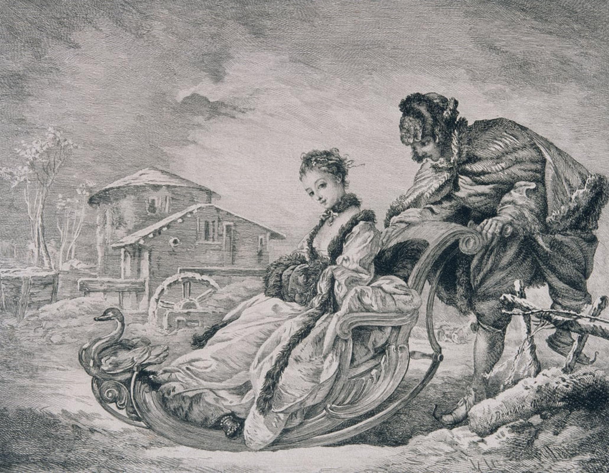 SERENDIPITP Retro Picture Poster Wall Art Pictures Painting Winter Amusement by François Boucher Wall Art Canvas Print for Wall Decor 60x90cm