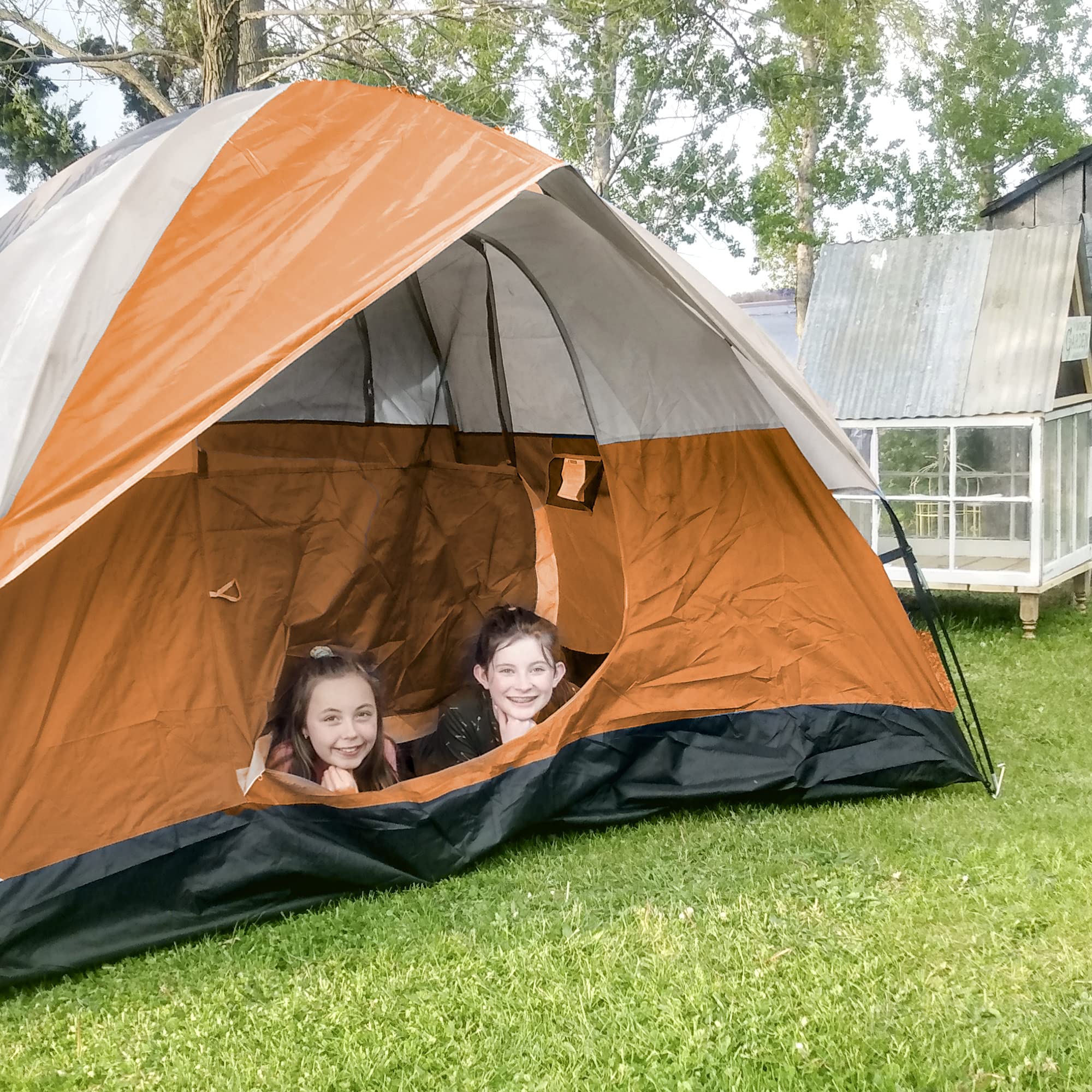 Coastrail Outdoor 3/4/6 Person Waterproof Family Camping Dome Tents, Easy Set Up Small Tents with Carry Bag for Camp Hiking Outdoor, Orange