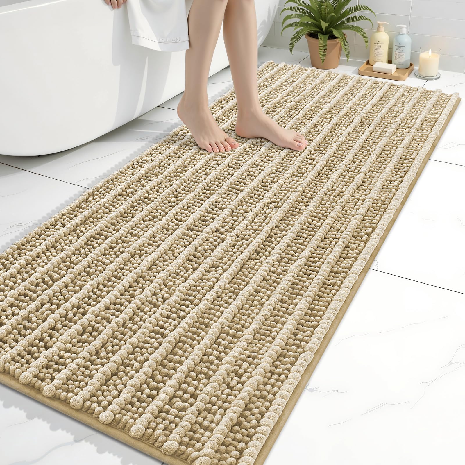 Arotive Bathroom Rugs Mat 60x24, Soft Absorbent Chenille Shaggy Bath Mat